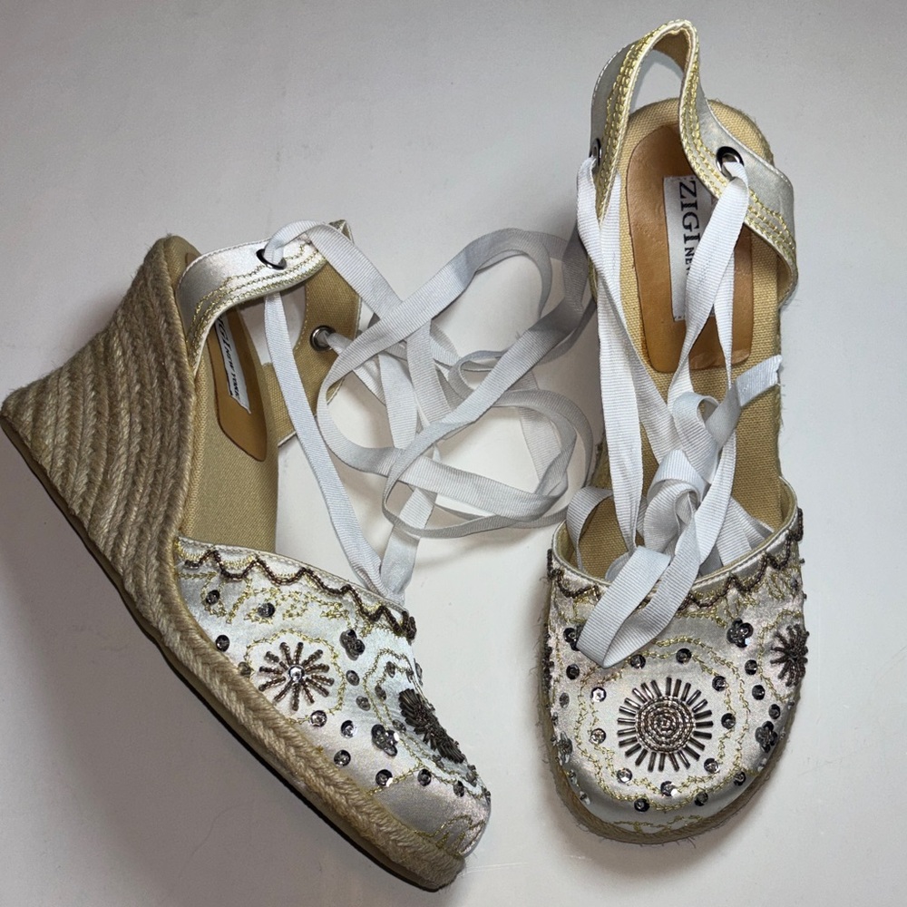 Zigi Embellished Espadrille Wedges